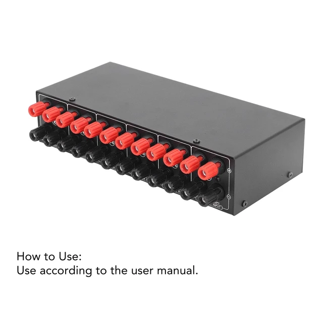 Alt view image 5 of 7 - Speaker Selector Switch 4 Amp 2 Speaker, 300W Passive Box | Aluminum alloy housing, plug and play stereo audio switcher, banana plug terminals, 4-16 ohm compatible