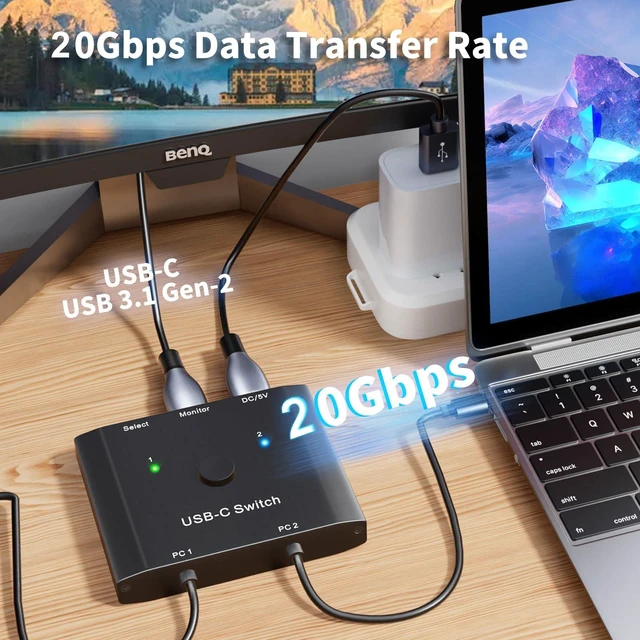 Alt view image 4 of 7 - KCEVE USB C Switch 2 in 1 Out, USB C Switch 2 Laptops 1 Monitor