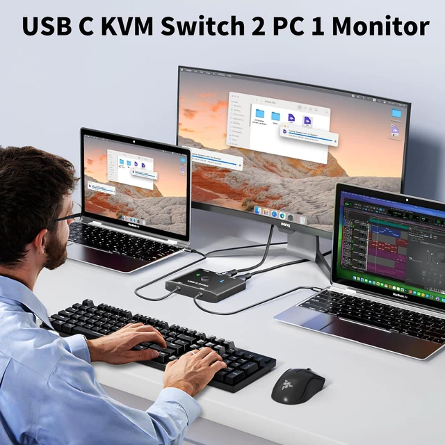 Alt view image 2 of 7 - KCEVE USB C Switch 2 in 1 Out, USB C Switch 2 Laptops 1 Monitor