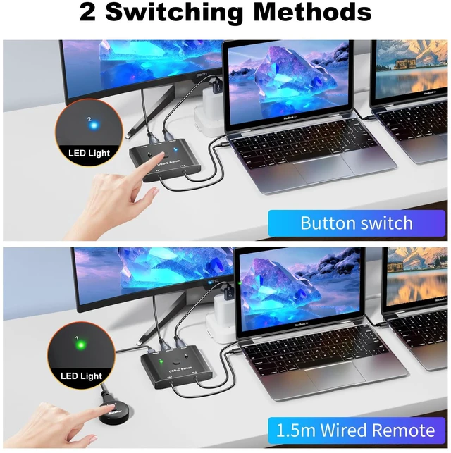 Alt view image 5 of 7 - KCEVE USB C Switch 2 in 1 Out, USB C Switch 2 Laptops 1 Monitor