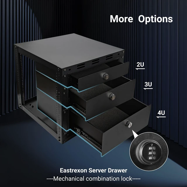 Alt view image 7 of 7 - Eastrexon Upgraded 10U Server Rack with 4 Swivel Casters & 2 Shelves | Wall-Mountable & Freestanding Open Frame Network Rack for Computer/Data/IT/Stereo Equipment, 19.7L x 18.8W x 23.4H
