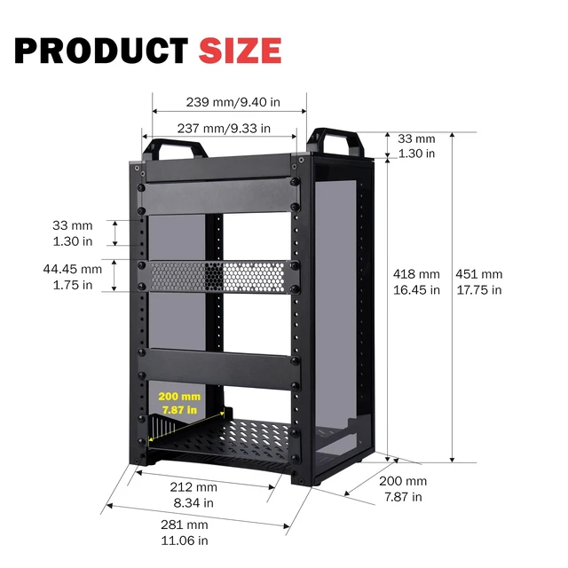 Alt view image 3 of 7 - GeeekPi 8U Network Rack, 10 inch Mini Server Rack for Network, Servers, Audio, and Video Equipment, DeskPi RackMate T1, 7.87 inch Depth