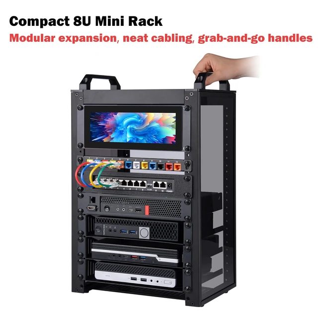 Alt view image 6 of 7 - GeeekPi 8U Network Rack, 10 inch Mini Server Rack for Network, Servers, Audio, and Video Equipment, DeskPi RackMate T1, 7.87 inch Depth