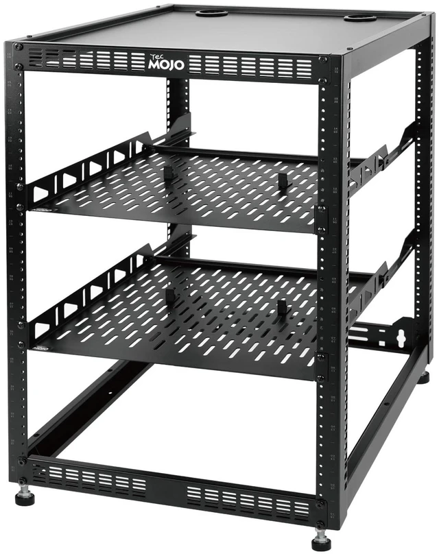 Main image of Tecmojo 16U Open Frame Network Rack for IT & AV Gear, AV Rack Floor Standing or Wall Mounted,with 2 PCS 1U Rack Shelves & Mounting Hardware,Network Rack for 19" Networking,Audio and Video Device