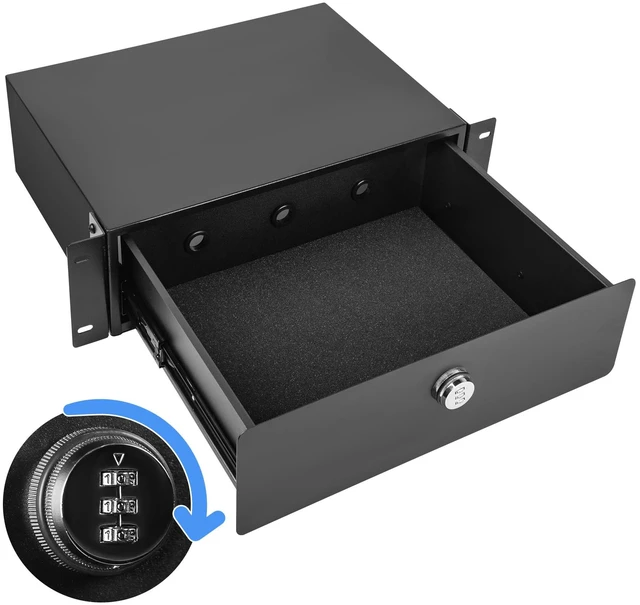 Main image of Eastrexon 3U Rack Mount Drawer, Server Rack Drawer w/Combination Lock | Foam Pad & Smooth Rails, Powder Coated, Fit for Most 19" Server /DJ /AV /Network Equipment Racks, Enclosures and Cabinets