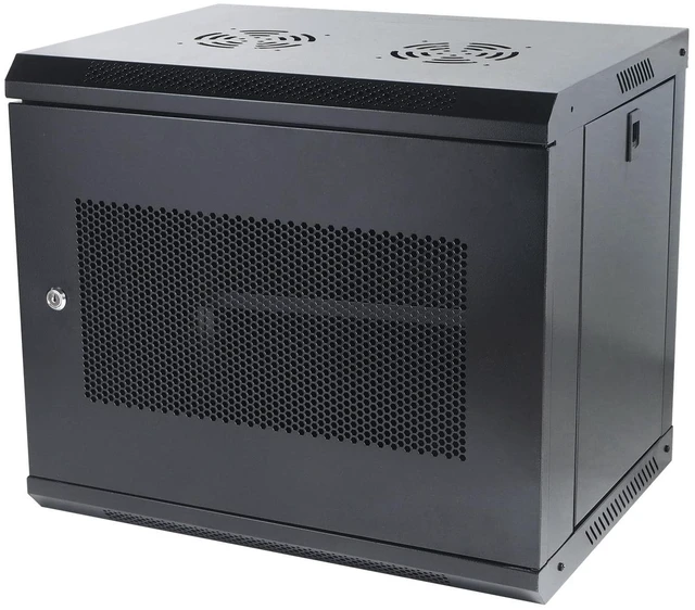 Main image of 9U Wall Mount Server Cabinet IT Network Rack Enclosure Locking Door Black