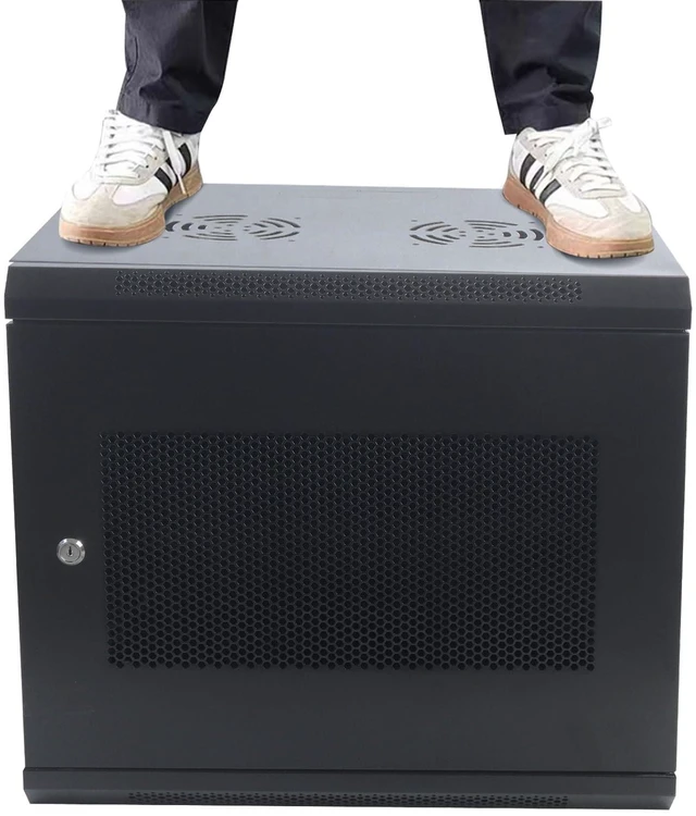 Alt view image 5 of 7 - 9U Wall Mount Server Cabinet IT Network Rack Enclosure Locking Door Black