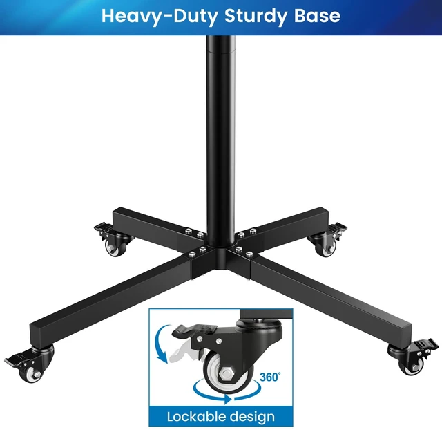 Alt view image 7 of 7 - Rolling TV Stand for 14-55 Inch TV, Portable Mobile TV Cart on Wheels for Bedroom, Office, Patio and Covered Outdoor Use, Max VESA 400x400mm, Holds 66 lbs. Roll Your TV for Sports Nights, Movie Nights