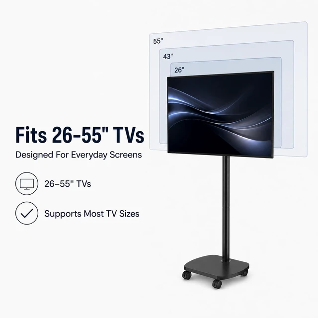Alt view image 2 of 7 - KWANPH AV CARTS Rolling TV Stand with Wheels for 26-55 Inch TVs