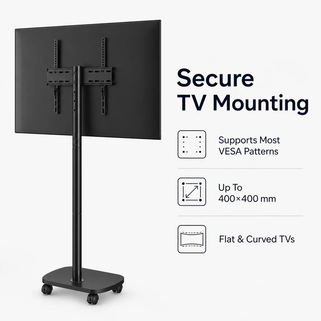 Alt view image 3 of 7 - KWANPH AV CARTS Rolling TV Stand with Wheels for 26-55 Inch TVs