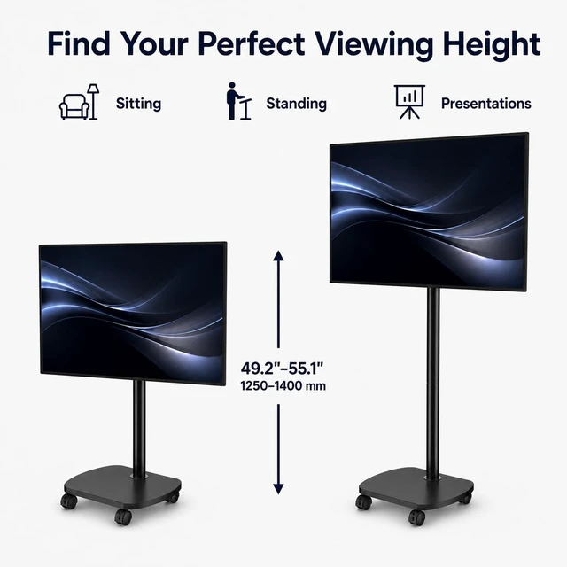 Alt view image 4 of 7 - KWANPH AV CARTS Rolling TV Stand with Wheels for 26-55 Inch TVs