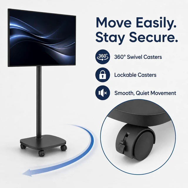 Alt view image 6 of 7 - KWANPH AV CARTS Rolling TV Stand with Wheels for 26-55 Inch TVs