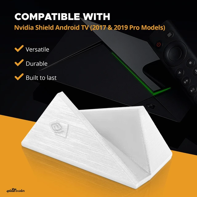 Alt view image 4 of 7 - SplashNColor Vertical Stand Organizer Compatible with Nvidia Shield Android TV (2017 & 2019 Pro Models) - Compact Display with Logo & Lettering - Sleek Stand Nvidia Shield TV Mount (Arctic White)