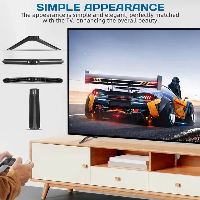 Alt view image 5 of 7 - SHINEOFI Universal TV Stand Legs with Screws 32inch Tabletop TV Stand Mount Legs Replacement for Smart Tvs TV Pedestal Base for Living Room Bedroom
