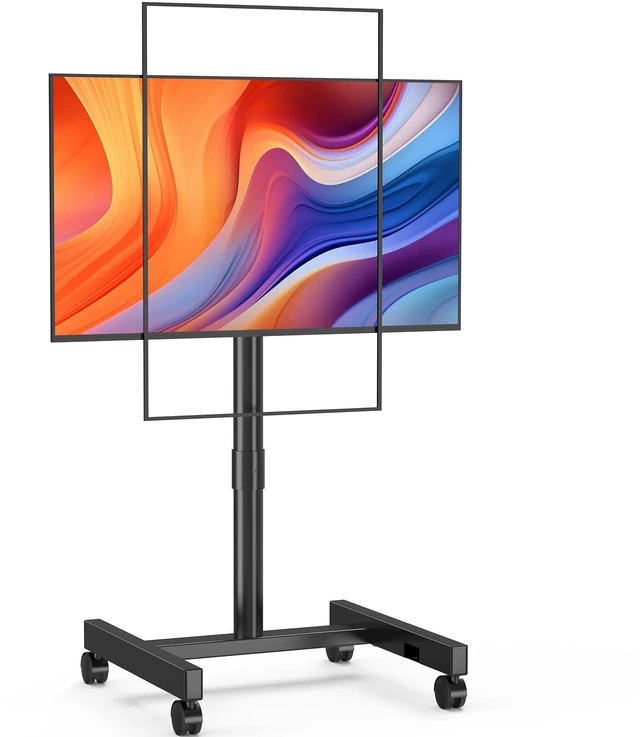Main image of Rolling TV Stand for 13-50 Inch TVs/Screens, Sturdy 50mm Support Pole | 2 Height Adjustable Mobile TV Floor Stand on Wheels up to 88Lbs, Portable TV/Monitor Cart for Bedroom, Outdoor, Office