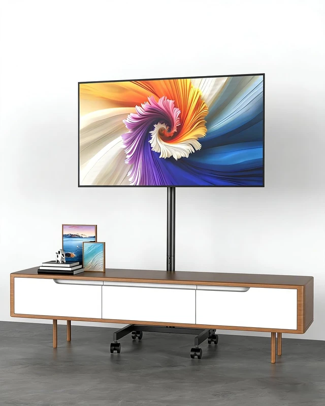 Alt view image 6 of 7 - Afaloona Rolling TV Stand for 13-55" TVs, Portrait and Landscape Rotation | Compact portable TV cart with tilt adjustment, up to 44 lbs, Max VESA 200×200mm for monitors, TVs, Living Room and Outside