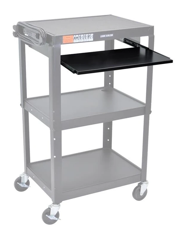 Alt view image 2 of 3 - Classroom Basics AVJ-KB Pullout Keyboard Tray Add-On for AVJ and UCMT Metal Carts, Steel Construction with Powder Coat Finish, Smooth Glide Slides, 18.75" W x 12" D x 0.75" H, Black