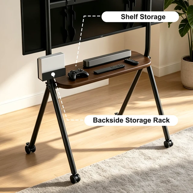Alt view image 4 of 7 - GOJOOASIS Rolling TV Stand for 32-75 80 Inch TVs with Lockable Wheels | Easel cart design, holds up to 110 lbs, max VESA 600x400mm, ideal for home office, classroom and bedroom