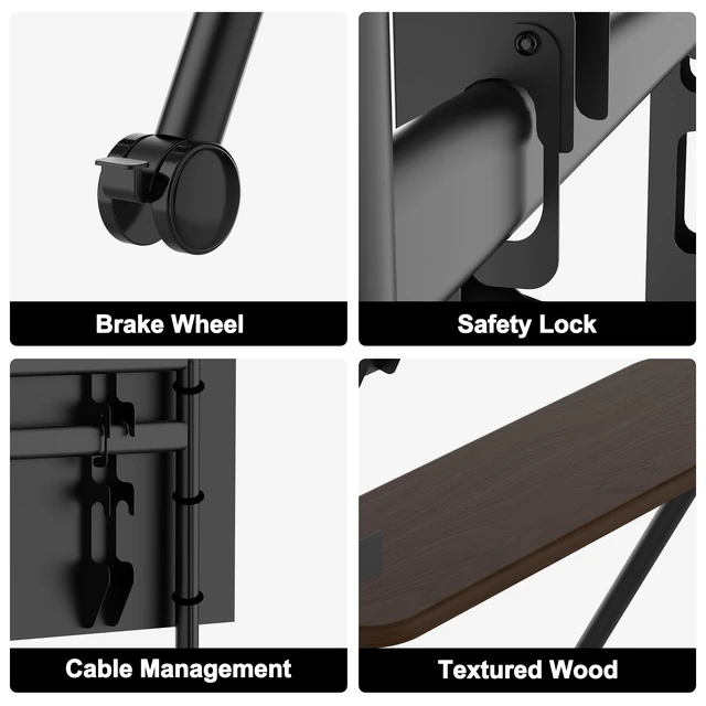 Alt view image 5 of 7 - GOJOOASIS Rolling TV Stand for 32-75 80 Inch TVs with Lockable Wheels | Easel cart design, holds up to 110 lbs, max VESA 600x400mm, ideal for home office, classroom and bedroom