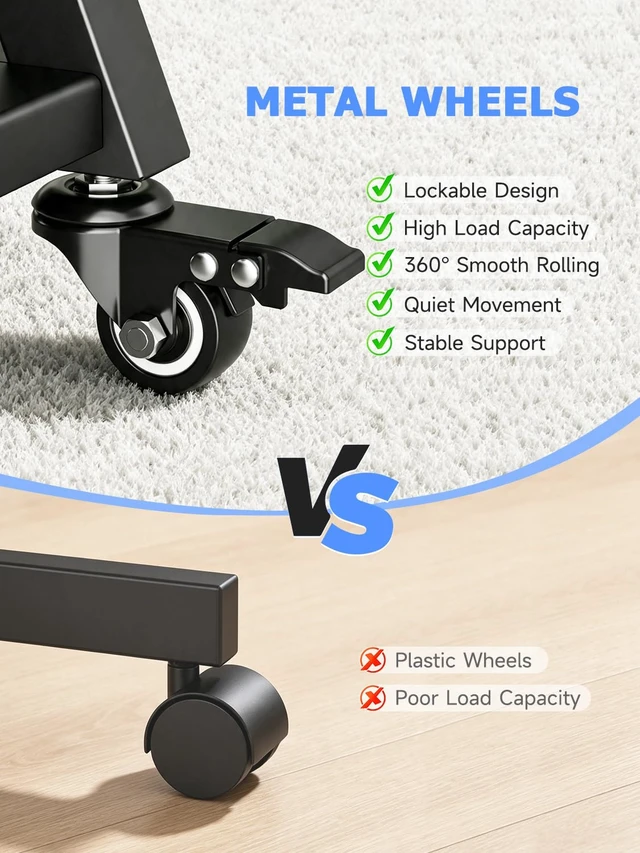 Alt view image 3 of 7 - Suptek Mobile TV Stand Height Adjustable with Shelf for 32-55 inch TV | Rolling TV Stand on Wheels for Flat/Curved Screen Up to 99lbs, TV Cart for Bedroom, Portable TV Stand, Max VESA 400x400mm