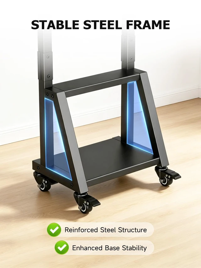 Alt view image 6 of 7 - Suptek Mobile TV Stand Height Adjustable with Shelf for 32-55 inch TV | Rolling TV Stand on Wheels for Flat/Curved Screen Up to 99lbs, TV Cart for Bedroom, Portable TV Stand, Max VESA 400x400mm