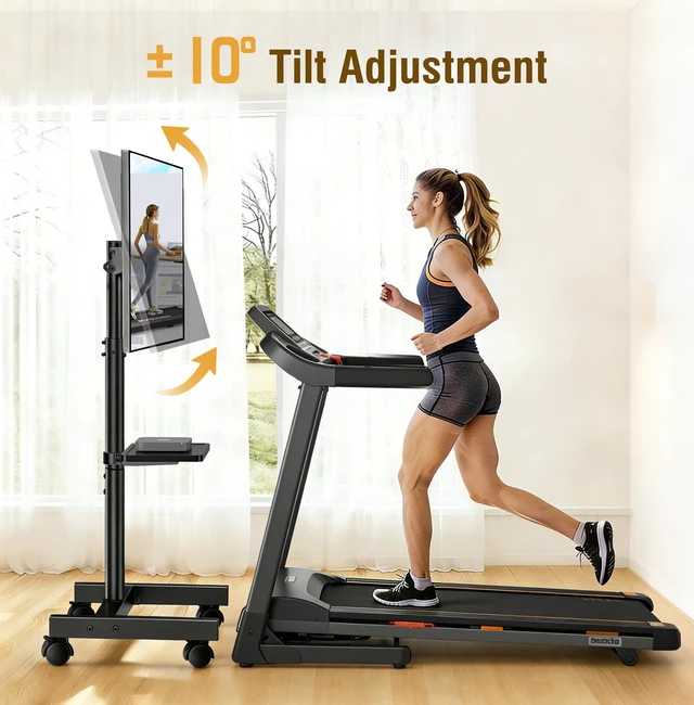 Alt view image 3 of 7 - AX WABER Mobile TV Floor Stand for 19-50 inch LCD LED Flat/Curved Panel Screen TVs up to 55 lbs, Height Adjustable TV Stand Mount with Tilt VESA 200x200, Portable TV Stand with Shelf AX2007TBM