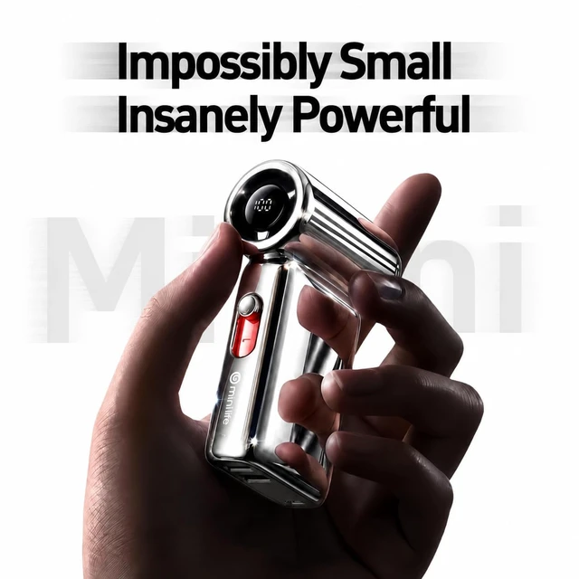 Alt view image 3 of 7 - MINI LIFE Portable Mini Handheld Fan F1-40000RPM, 100 Speeds, USB-C, Silver | Smooth Slide Control and Lightweight Design for Outdoor Trips, Concerts and Live Shows, an Ideal Gift for Women and Men