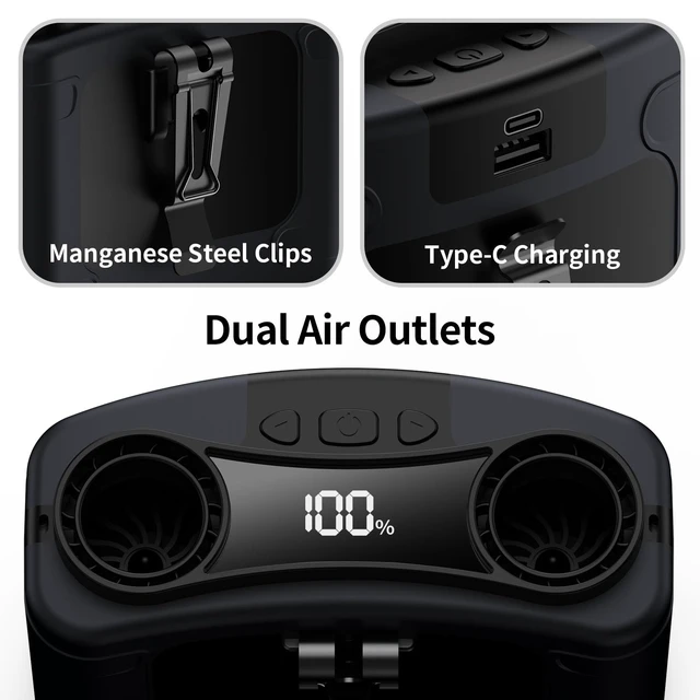 Alt view image 7 of 7 - Socool 20000mAh Portable Waist Fan Clip on Wearable Belt Personal Fans Rechargeable Battery Operated, 40H Cooling Fan with 10 Speeds & Dual Motors, Neck Fans Hanging Hands-Free for Outdoor Travel