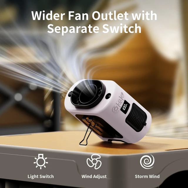 Alt view image 7 of 7 - Socool 14500mAh Portable Waist Fan Clip on Belt 360 Rotation Wearable Rechargeable Personal Shirt Fan, 67H Cooling 5-Speed Battery Operated Fans with Light, Neck Fan Hanging for Outdoor Camping Travel