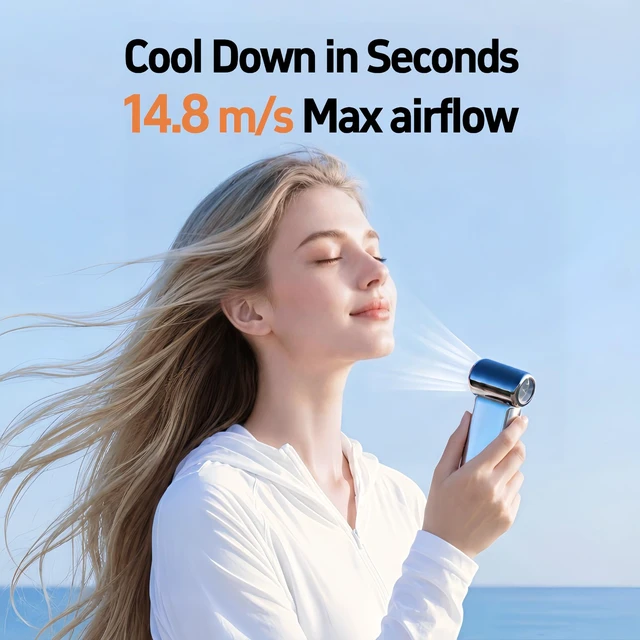 Alt view image 4 of 7 - MINI LIFE Portable Mini Handheld Fan F1-40000RPM, 100 Speeds, USB-C, Silver | Smooth Slide Control and Lightweight Design for Outdoor Trips, Concerts and Live Shows, an Ideal Gift for Women and Men