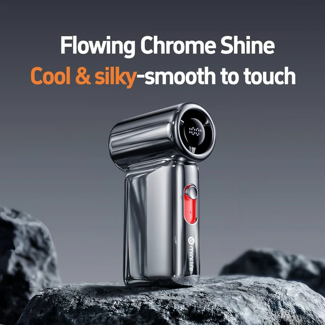 Alt view image 6 of 7 - MINI LIFE Portable Mini Handheld Fan F1-40000RPM, 100 Speeds, USB-C, Silver | Smooth Slide Control and Lightweight Design for Outdoor Trips, Concerts and Live Shows, an Ideal Gift for Women and Men