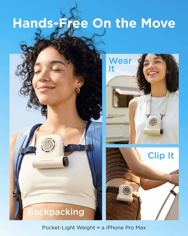 Alt view image 7 of 7 - InoKraft Waist Fan with 2 Swappable 4Ah Batteries | Portable Rechargeable Fan for Hiking & Travel, Clip-On Waist Fan, Extended Runtime for Long Trips, 49 ft/s Turbo Airflow
