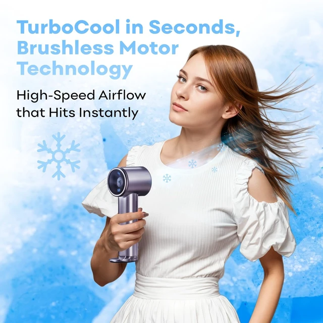 Alt view image 6 of 7 - Portable Handheld High Speed Turbo Fan for Indoor/Outdoor,4000mAh Handheld Personal Pocket Fan for Powerful Airflow,15Hrs,100 Speeds Adjustable,Digital Display,Gifts Travel,Outdoor Activites,Camping
