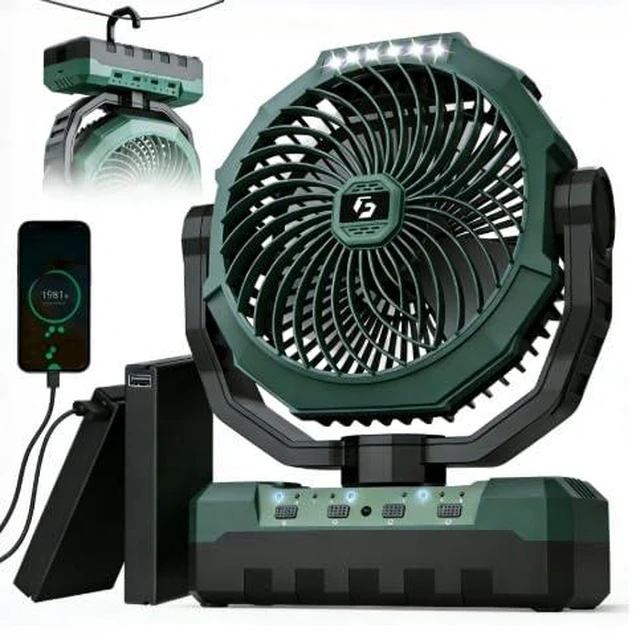 Main image of 36000mAh Camping Fan,120H Rechargeable Fan Portable with Detachable Battery | Ventilador Recargable with 4 Speeds, LED, Timers,Battery Operated Outdoor Fan for Tent,Office,Jobsite,Workshop,Travel