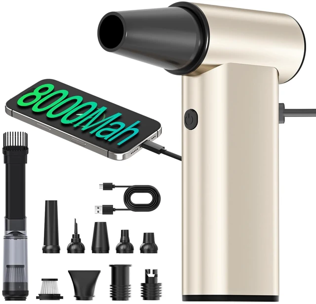 Main image of Compressed Air Duster-310,000RPM Cordless Air Blower, ell Phone Charger | 4 Gear Adjustable Turbo Fan, Super Power Electric Air Duster, for Computer, Keyboard, Outdoor, House and Car