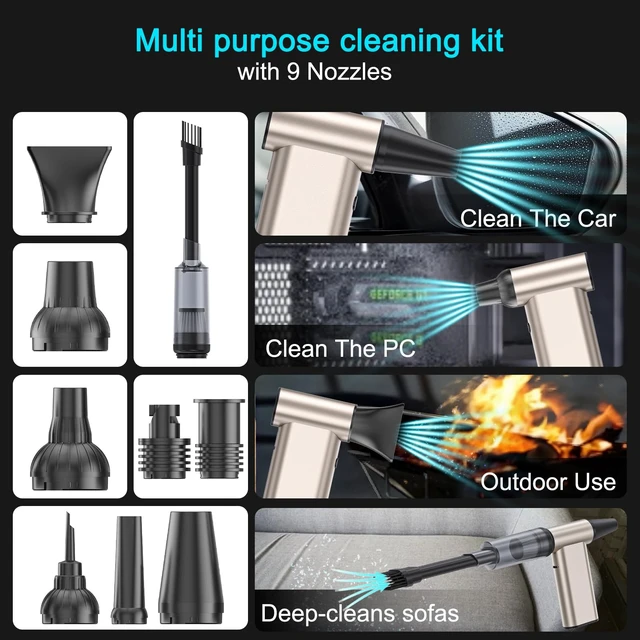 Alt view image 5 of 6 - Compressed Air Duster-310,000RPM Cordless Air Blower, ell Phone Charger | 4 Gear Adjustable Turbo Fan, Super Power Electric Air Duster, for Computer, Keyboard, Outdoor, House and Car