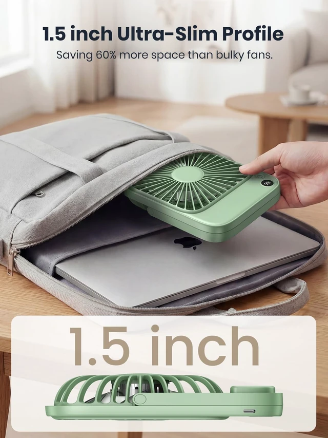 Alt view image 3 of 7 - TOPK 2 Pack Portable Desk Fan 5000mAh, Quiet, Ultra-Thin | Rechargeable Fans, 4-Speed Quiet, LED Display For Office, Bedroom, Cruise & Travel
