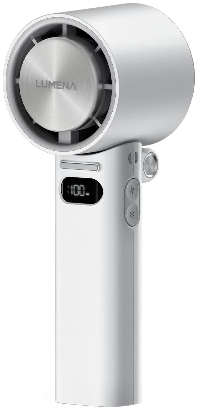 Main image of LUMENA FAN JET ULTRA FOLD - Portable Fan with Peltier Cooling Plate, Foldable Handheld & Desk Fan, 10-Speed Control, LCD Display, 4800mAh Rechargeable Battery, USB-C (Ash White)