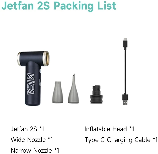 Alt view image 7 of 7 - KiCA JetFan 2S Electric Air Duster, 117,000RPM Blower, Black | Powerful electric blower with rechargeable battery, metal construction and versatile use for keyboards, cars and camping