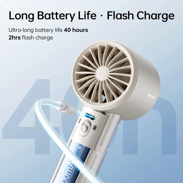 Alt view image 4 of 6 - JISULIFE Portable Fan Pro 2026, 40Hrs Max Cooling Personal Handheld Fan | Metal Shell, LED Display, 9600RPM Powerful, 5000mAh Battery, Travel Essentials Gifts for Women, Men(Dark Gray)