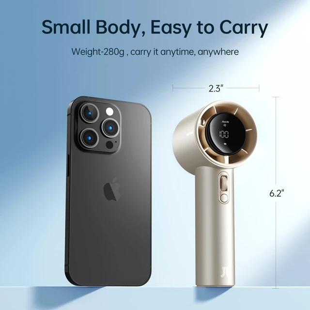 Alt view image 5 of 6 - JISULIFE Portable Fan Pro 2026, 40Hrs Max Cooling Personal Handheld Fan | Metal Shell, LED Display, 9600RPM Powerful, 5000mAh Battery, Travel Essentials Gifts for Women, Men(Dark Gray)