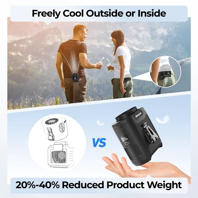 Alt view image 7 of 7 - AMACOOL Portable Waist Fan Clip On, 10000mAh Wearable Shirt Fan | Gifts for Men Dad Husband, Rechargeable Powerful Belt Fans, Birthday Gifts for Women Jobsite Travel Camping Essentials 2026