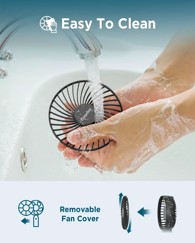 Alt view image 7 of 7 - EasyAcc Portable Handheld Fan, 10000mAh + 53H Cooling Time+ ODM Durrable + with Hands-Free Camera Strap + 4 Speeds, Rechargeable Handheld Fan for Travel Outdoor