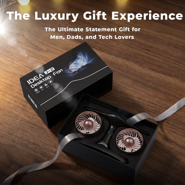 Alt view image 3 of 7 - LAMJIE Jet Engine Desk Fan for Office, Rechargeable Table Fan Gift for Men | Aviation turbine design, USB-C rechargeable, 18-hour runtime, quiet desktop cooling, luxury gift box