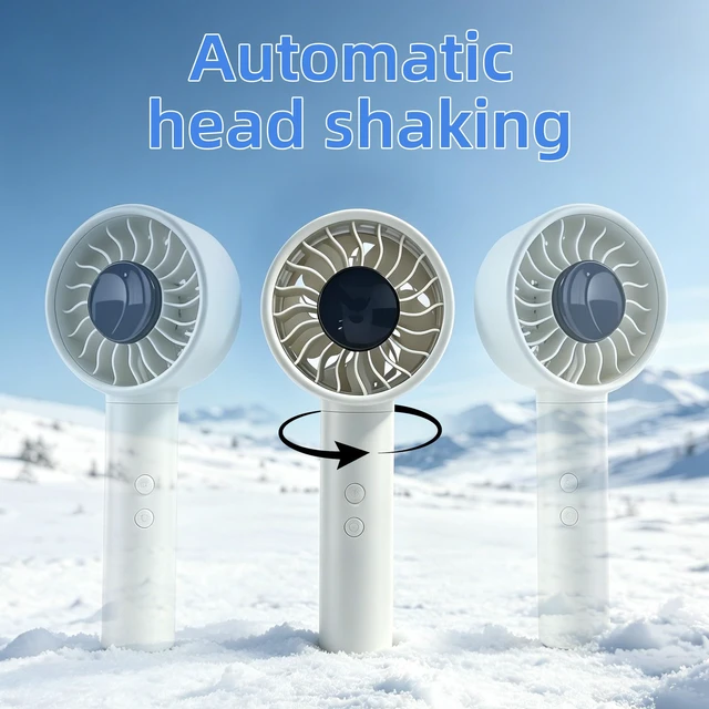 Alt view image 2 of 7 - Portable Handheld Fan | 180° Swivel Head | 4000mAh USB-C Rechargeablem | High Speed 5 Speeds LED Digital Display Quiet Personal
