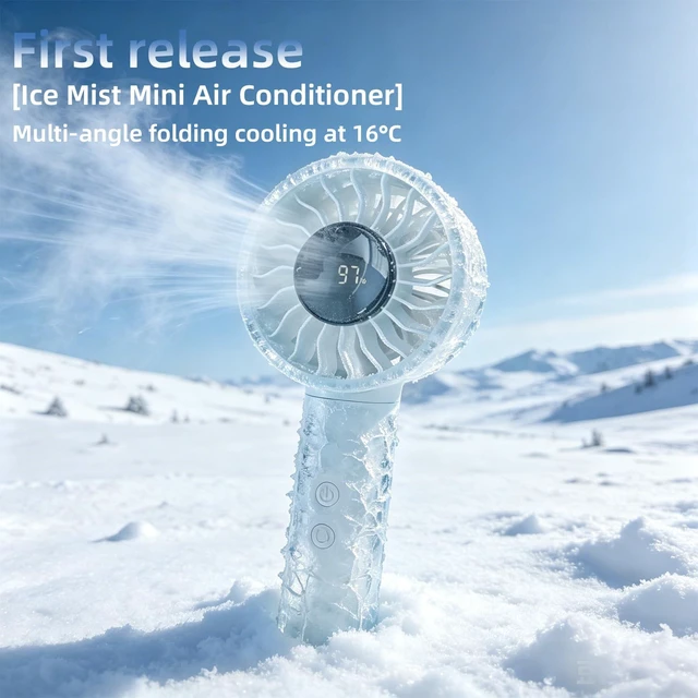 Alt view image 3 of 7 - Portable Handheld Fan | 180° Swivel Head | 4000mAh USB-C Rechargeablem | High Speed 5 Speeds LED Digital Display Quiet Personal