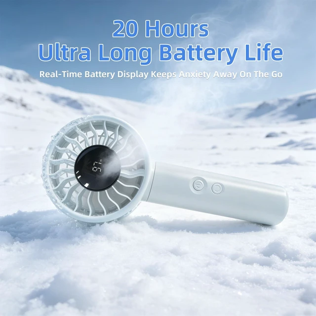 Alt view image 5 of 7 - Portable Handheld Fan | 180° Swivel Head | 4000mAh USB-C Rechargeablem | High Speed 5 Speeds LED Digital Display Quiet Personal