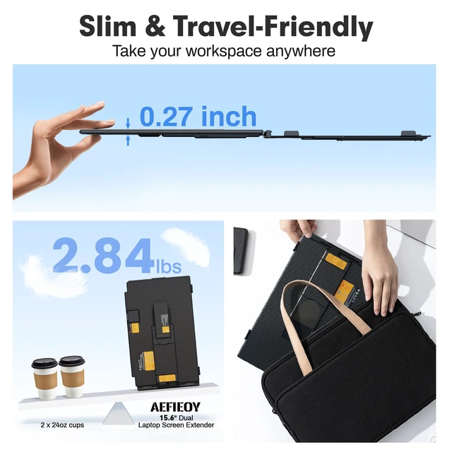 Alt view image 3 of 7 - Upgraded Laptop Screen Extender, 15.6Ultra-Thin Dual Portable Monitor with 1080P FHD IPS, Detachable & 4-in-1 Modes, USB-C/HDMI Plug-Play Monitor Extender for Mac/Win/Android, Fits 13-17" Laptops