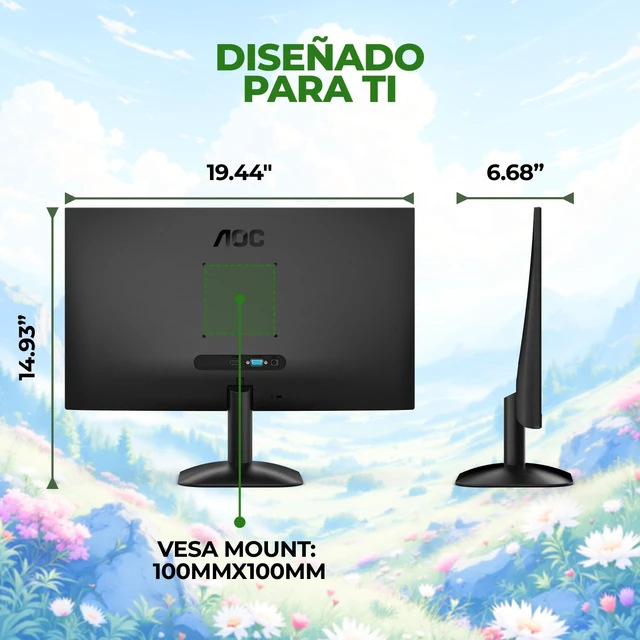 Alt view image 4 of 7 - AOC 22 Inch Computer Monitor FHD 120Hz Overclocked VA HDR, 22B35HM23 | 1920×1200 LED Monitor, 60Hz, 0.5ms, Built-in dual Speakers, Kickstand, VESA, Low Blue Mode, 3-Year Warranty