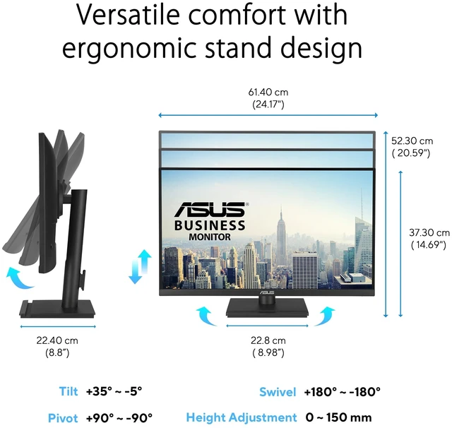 Alt view image 5 of 7 - ASUS VA249QG 24 Inch 1080P 120Hz Eye Care Gaming Monitor, HDMI, DisplayPort | IPS, Full HD, 99% sRGB, VGA, Frameless, Adaptive-Sync, 1ms, Speakers, Low Blue Light, Flicker Free, VESA Wall Mount